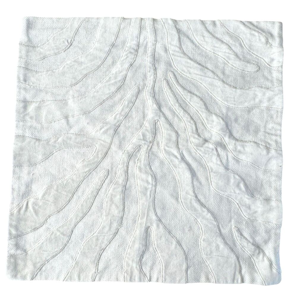 Pottery Barn Atlantic Applique Pillow Cotton Linen Blend Square 20" Square
